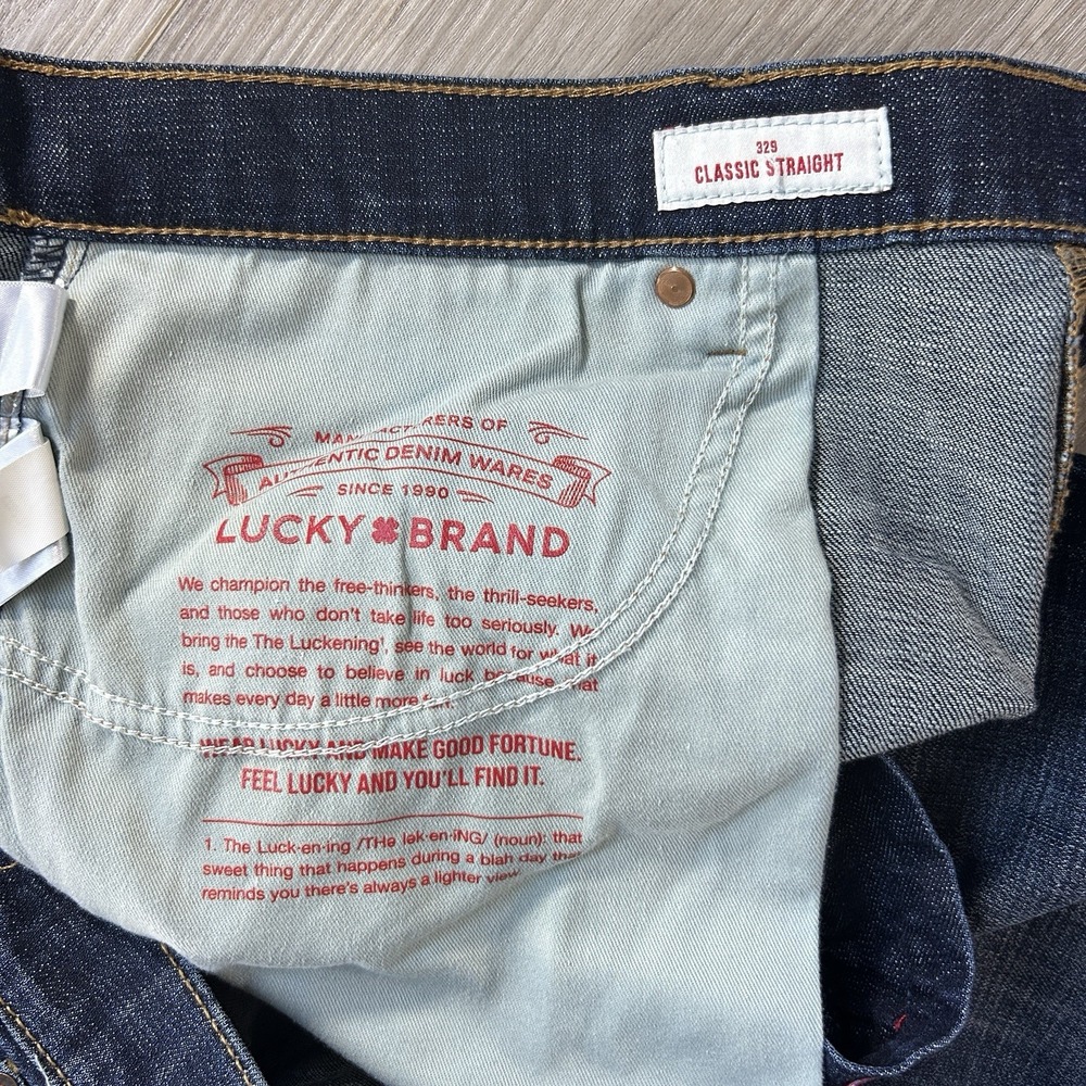 Lucky Brand 329 Classic Straight Leg 42x30(29.5) Dark Wash Denim Jeans Mens - Picture 7 of 14